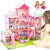 11 Rooms Huge Dollhouse w/ 2 Dolls & Colorful Light, 31" x 28" x 27"