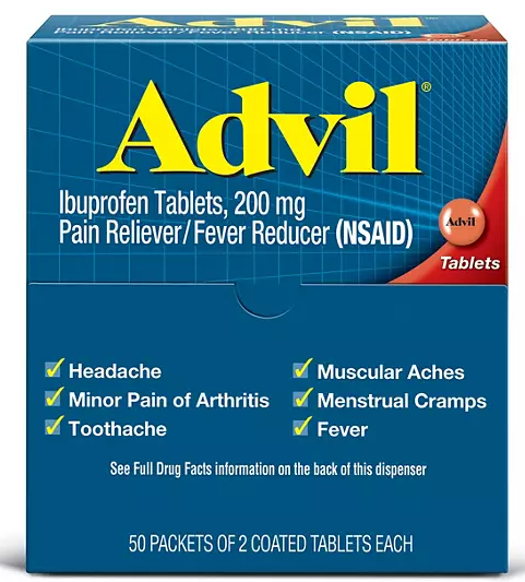 Advil Pain Reliever and Fever Reducer, Ibuprofen 200mg Tablets, 100 ct.