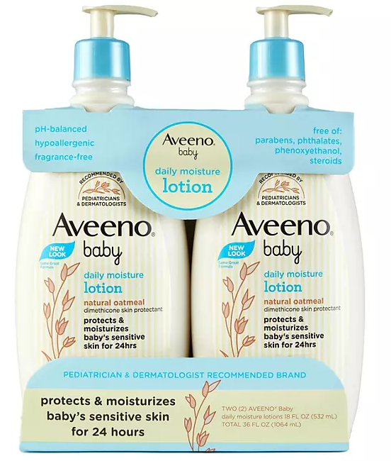 Aveeno Baby Daily Moisture Lotion with Pump, 24hr Protection 18 fl. oz., 2 pk.