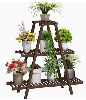 Bamboo Tiered Flower Holder Ladder Plant Multiple Table Plant Stand