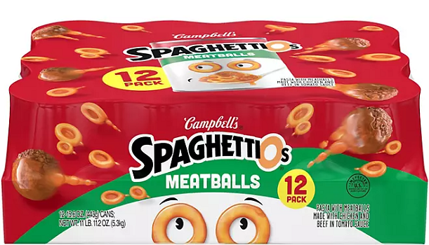 Campbell's SpaghettiOs Canned Pasta with Meatballs 15.6 oz., 12 pk.