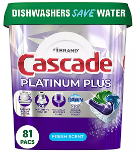 Cascade Platinum Plus ActionPacs Dishwasher Detergent Pacs, Fresh Scent, 81 ct.