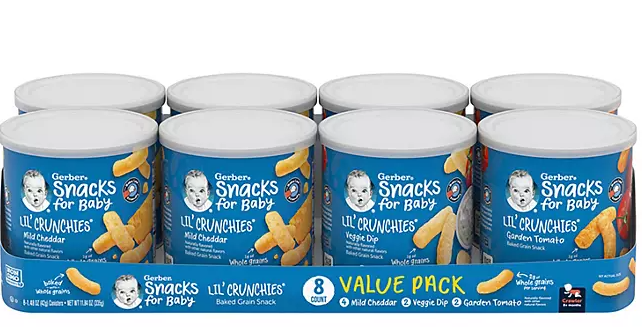 Gerber Lil' Crunchies Baked Grain Snack, Variety Pack 1.48 oz., 8 ct.