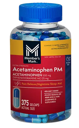 Member's Mark Extra Strength Acetaminophen PM Gelcaps, 375 ct.