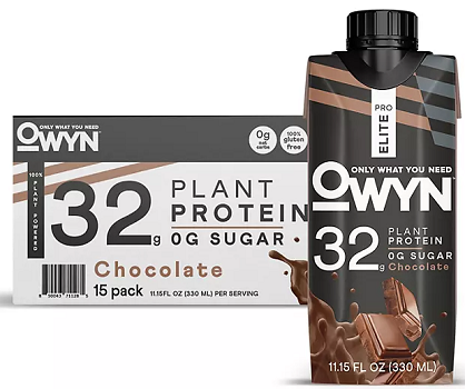 OWYN Pro Elite 32g Keto Plant Protein Shake, Chocolate 11.15 fl. oz., 15 pk.