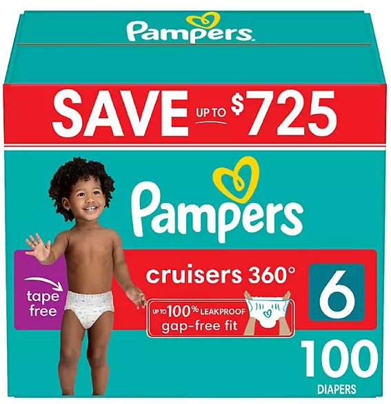 Pampers Cruisers 360 Diapers, Sizes 6, 100 ct. 35+ Ibs