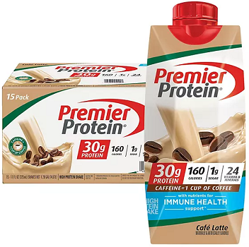 Premier Protein 30g High Protein Shake, Café Latte 11 fl. oz., 15 pk.