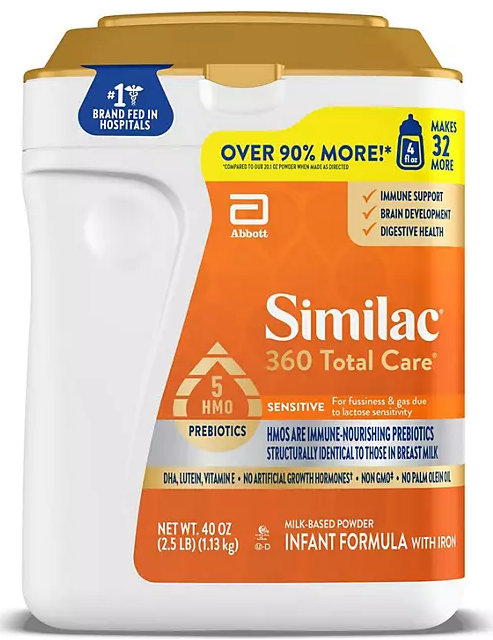 Similac 360 Total Care Infant Sensitive Powder Formula, 40 oz.